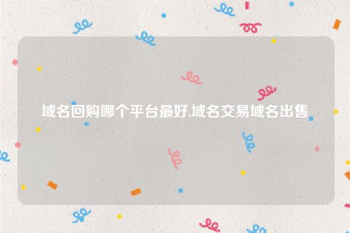 域名回购哪个平台最好,域名交易域名出售